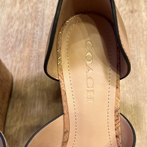 Coach Leather Isla Metallic Wedge Sandal Size 9.5 - Picture 3 of 10